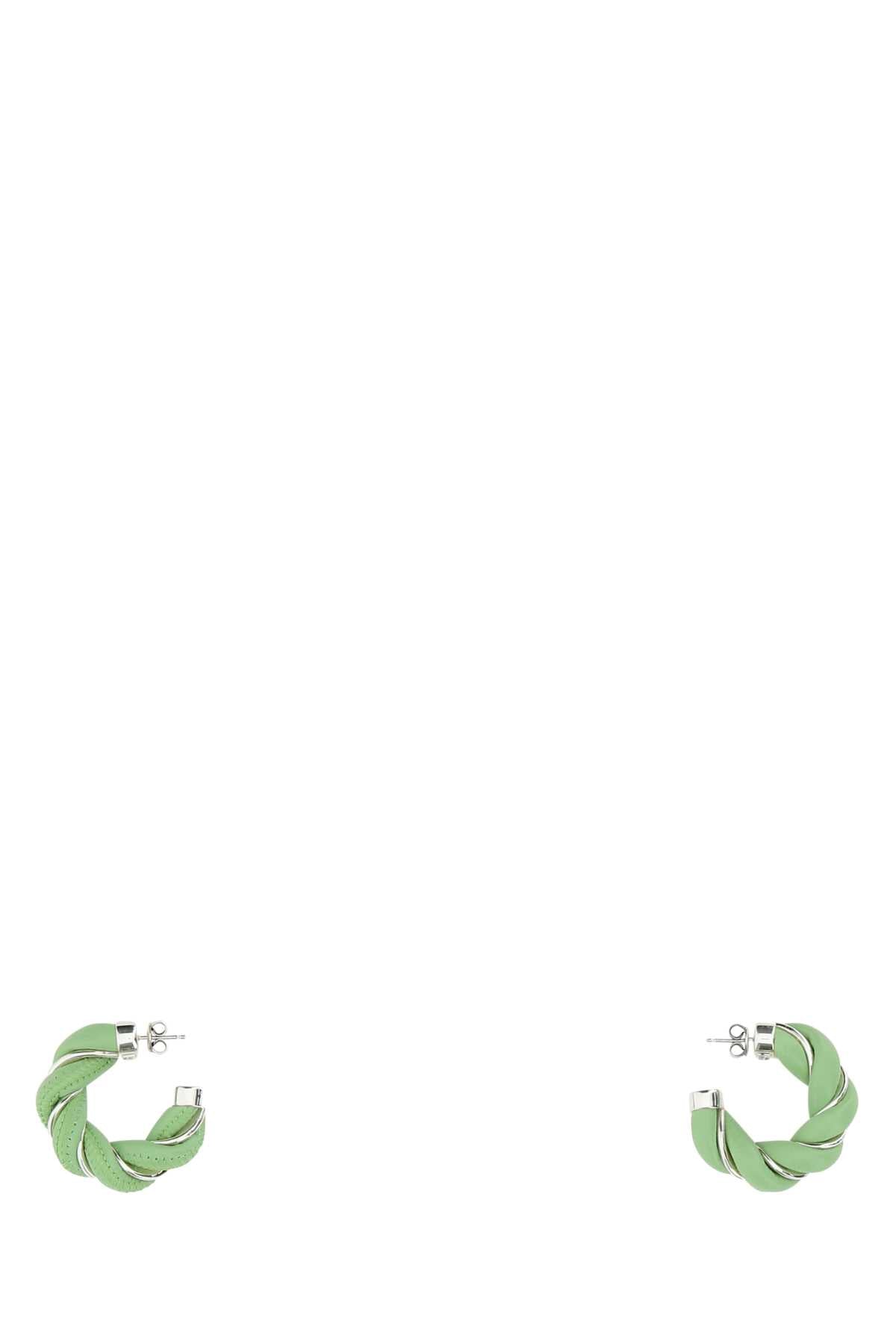 Bottega Veneta Women Pastel Green Nappa Leather And 925 Silver Earrings