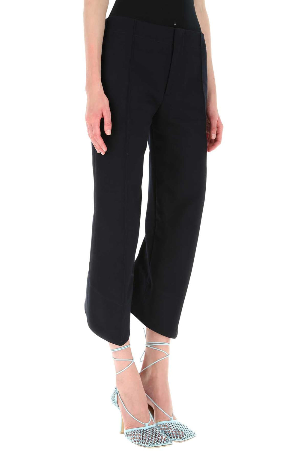 Bottega Veneta Women Midnight Blue Cotton Cropped Cut Pant