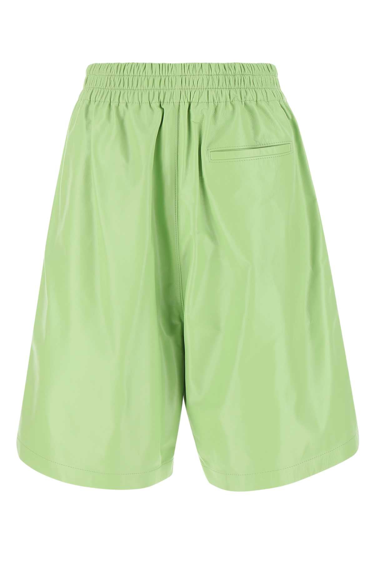 Bottega Veneta Women Pastel Green Leather Shorts