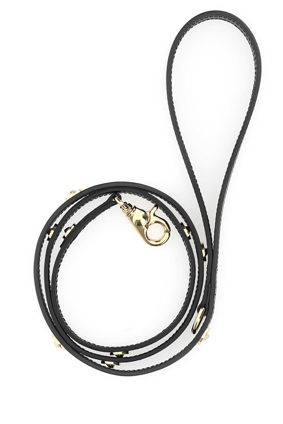 Versace Men Black Leather Medusa Leash
