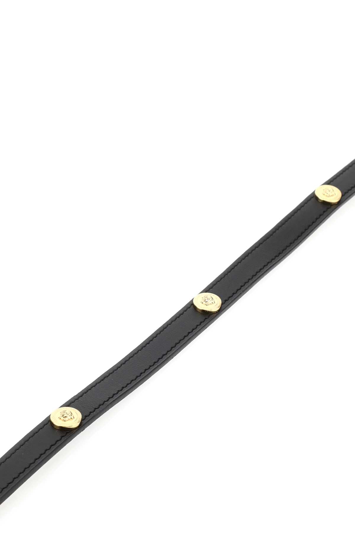 Versace Men Black Leather Medusa Leash