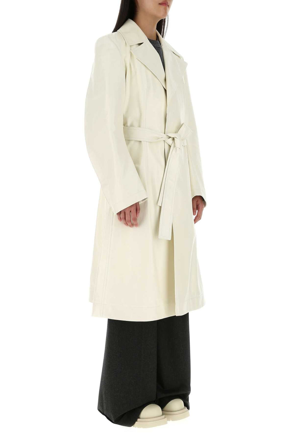 Bottega Veneta Women Ivory Leather Coat