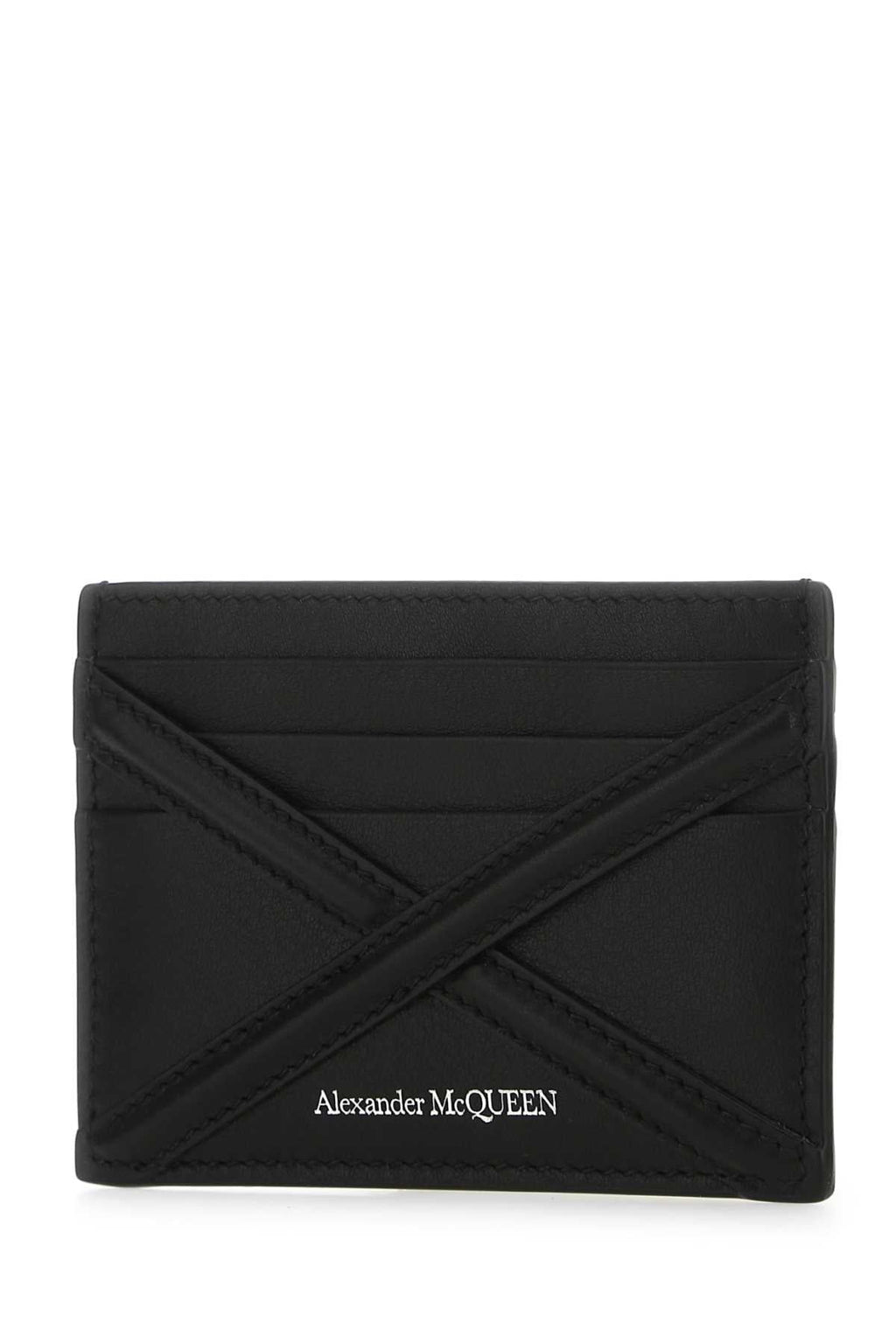 Alexander Mcqueen Men Black Leather Card Holder