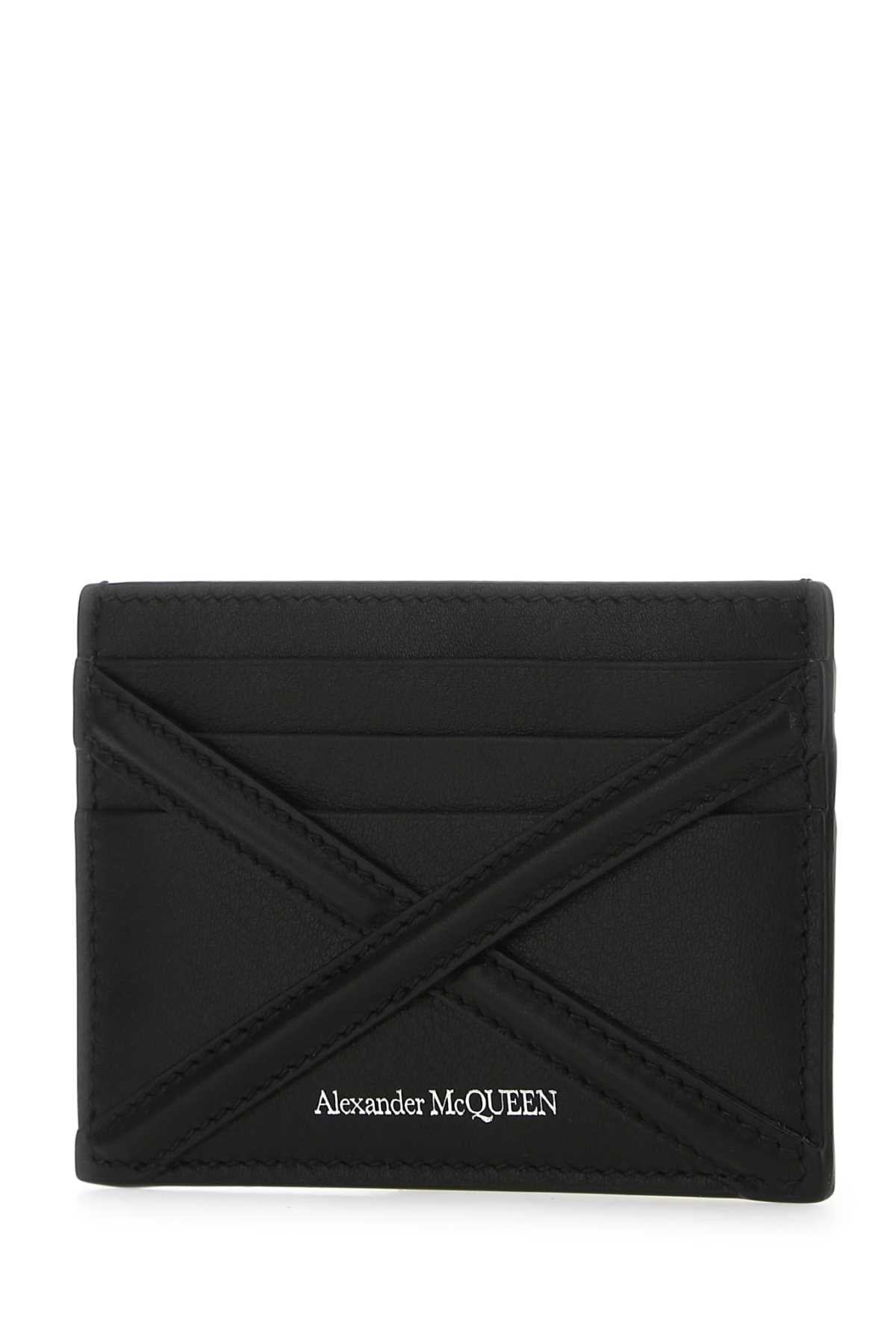 Alexander Mcqueen Men Black Leather Card Holder