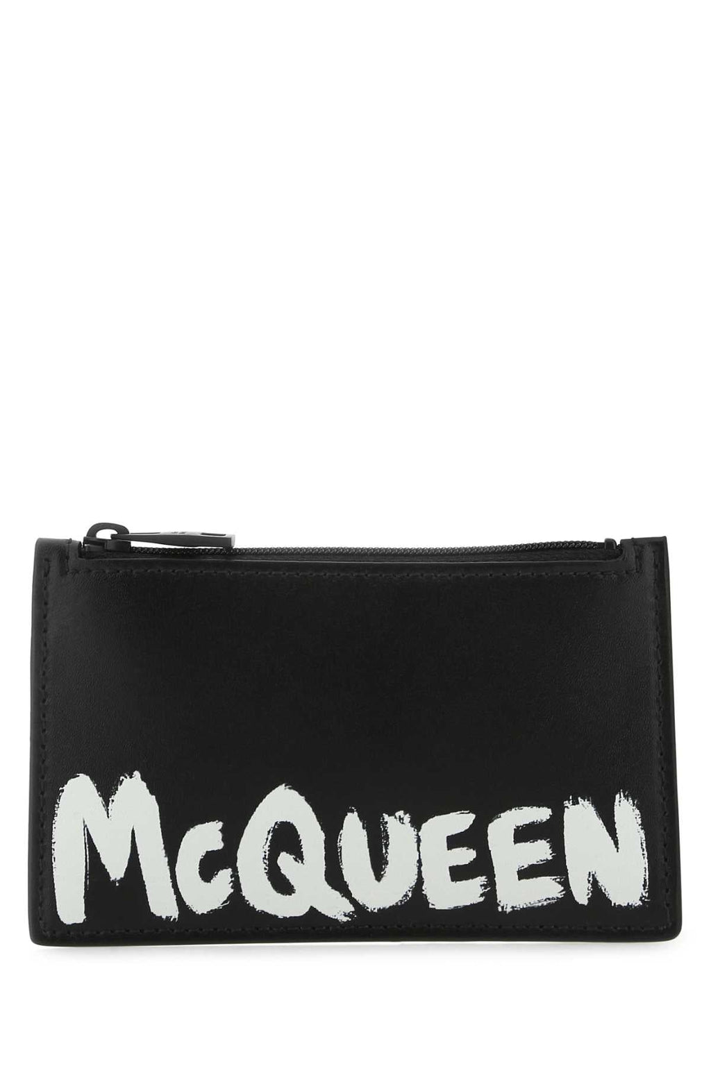 Alexander Mcqueen Men Black Leather Card Holder
