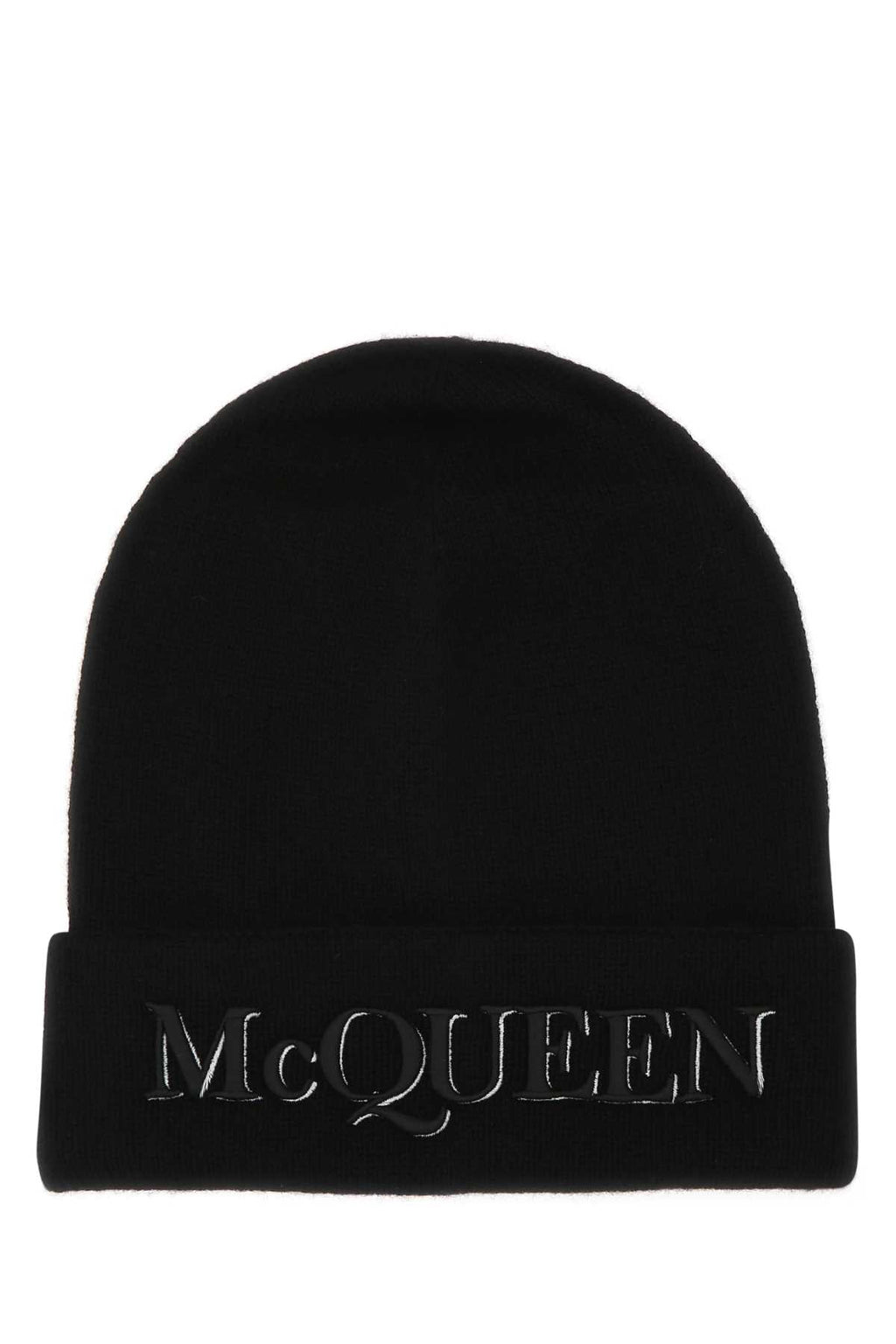 Alexander Mcqueen Men Black Cashmere Beanie Hat