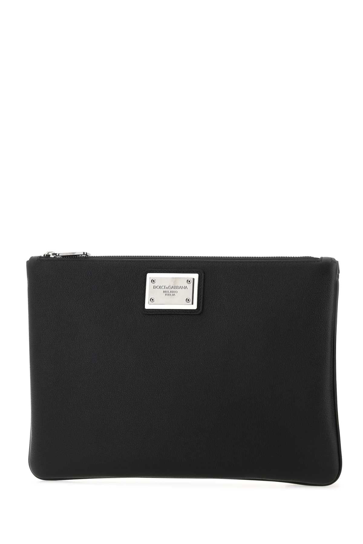Dolce & Gabbana Men Black Leather And Nylon Pouch
