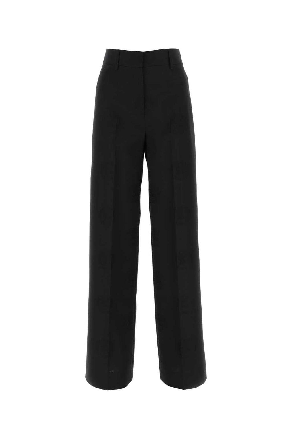 Burberry Women Black Wool Blend Wide-Leg Pant