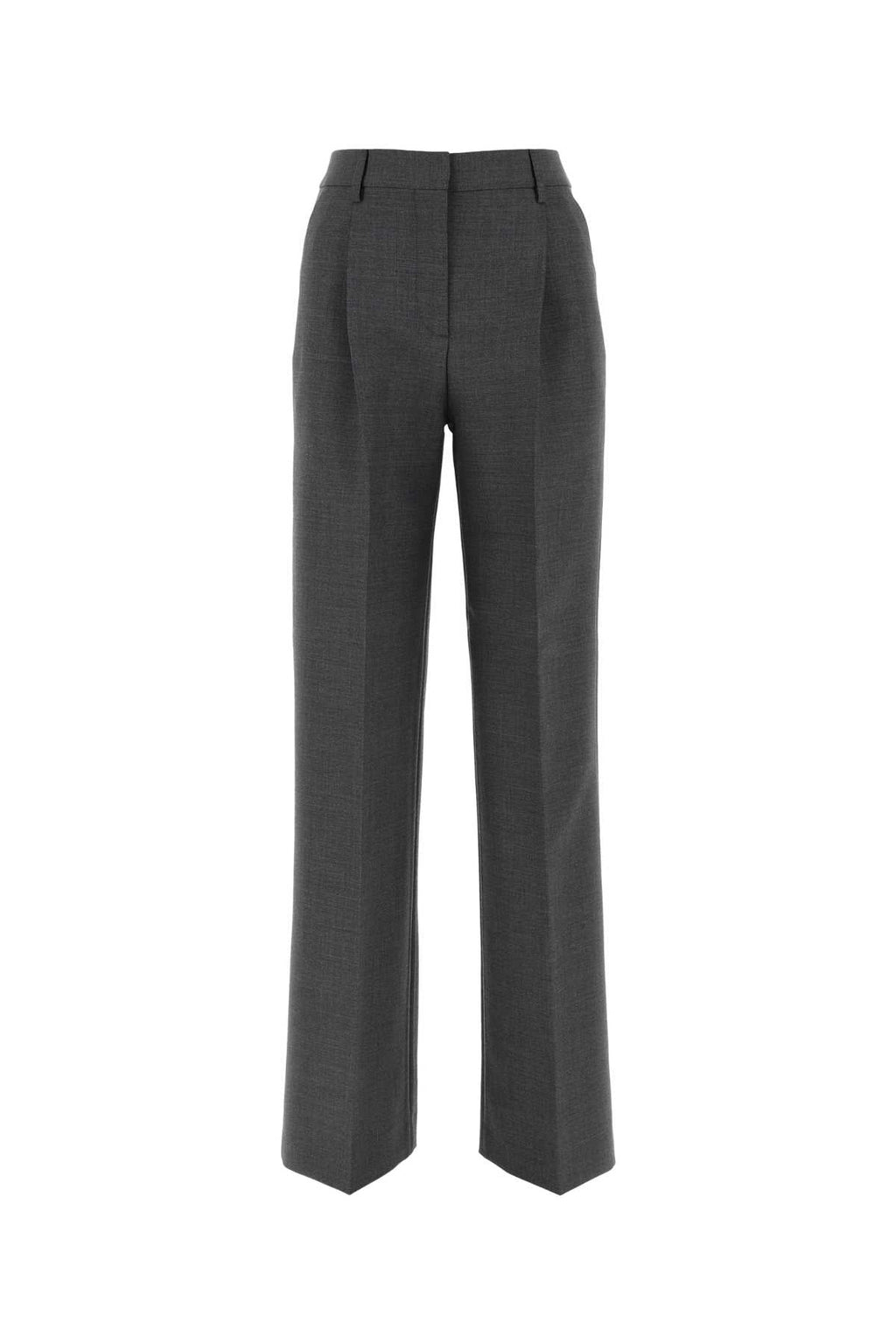 Burberry Women Dark Grey Wool Wide-Leg Pant