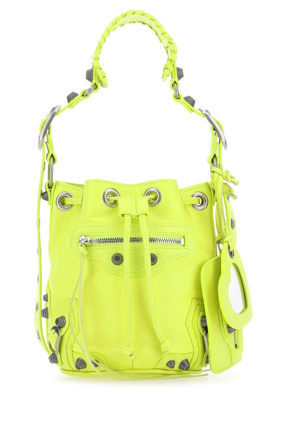 Balenciaga Women Fluo Yellow Leather Le Cagole Xs Bucket Bag