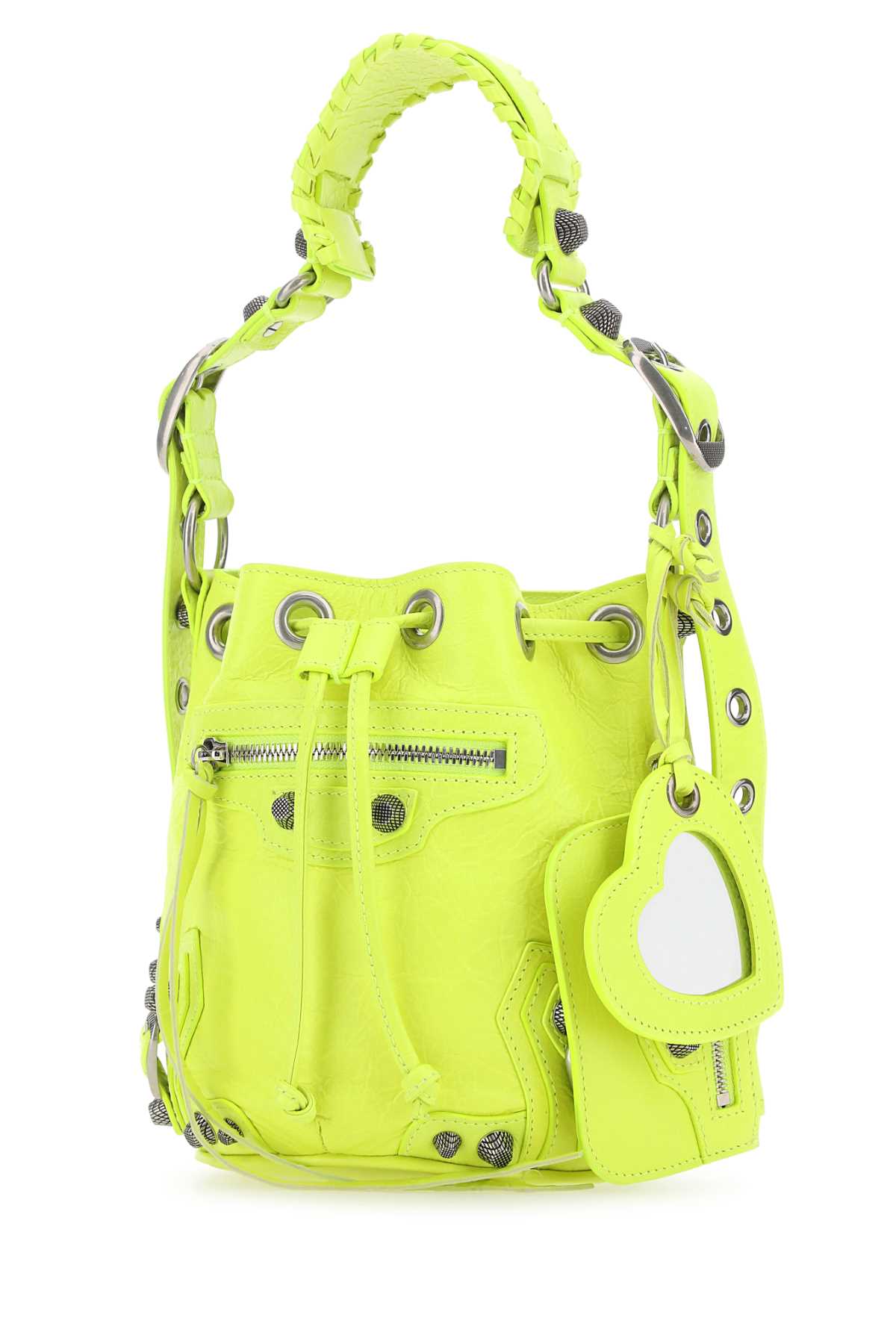 Balenciaga Women Fluo Yellow Leather Le Cagole Xs Bucket Bag