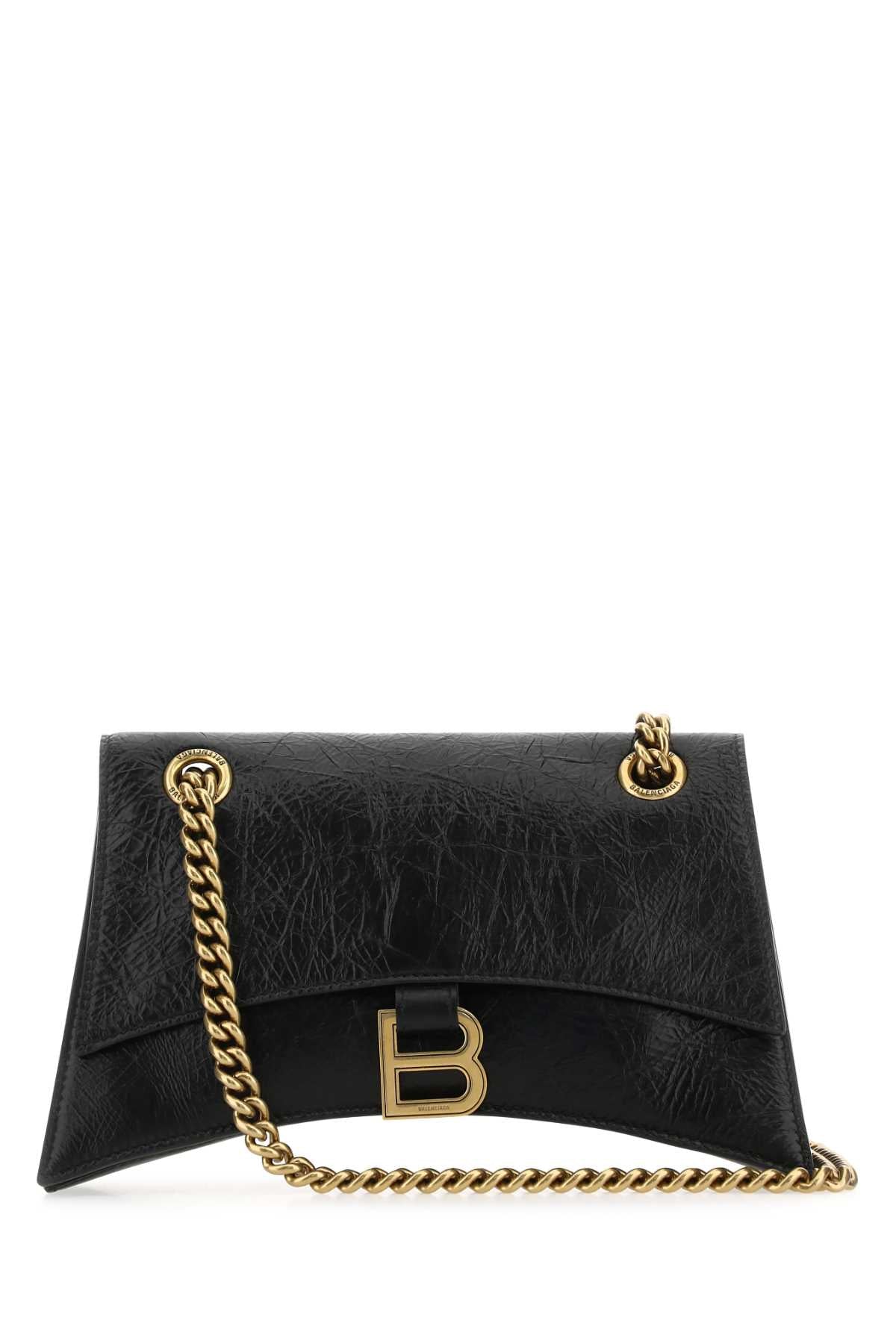 Balenciaga Women Black Leather Crush S Shoulder Bag