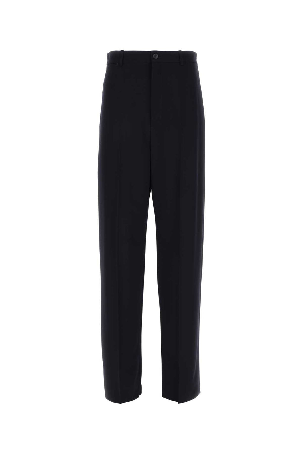 Balenciaga Men Navy Blue Twill Wide-Leg Pant