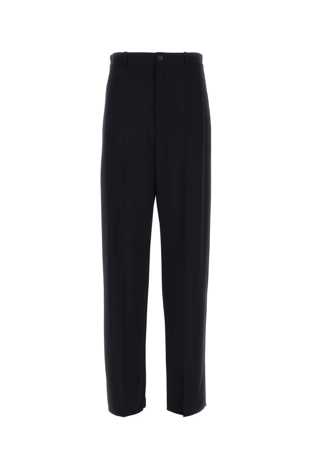 Balenciaga Men Navy Blue Twill Wide-Leg Pant