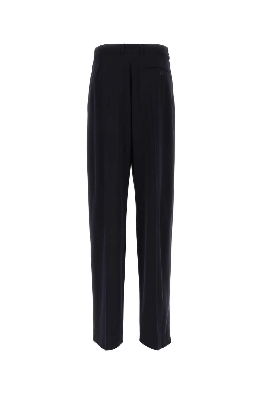 Balenciaga Men Navy Blue Twill Wide-Leg Pant