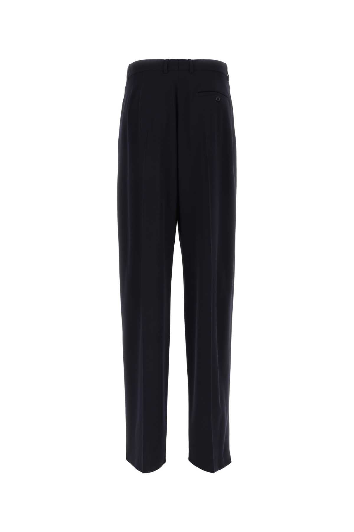 Balenciaga Men Navy Blue Twill Wide-Leg Pant