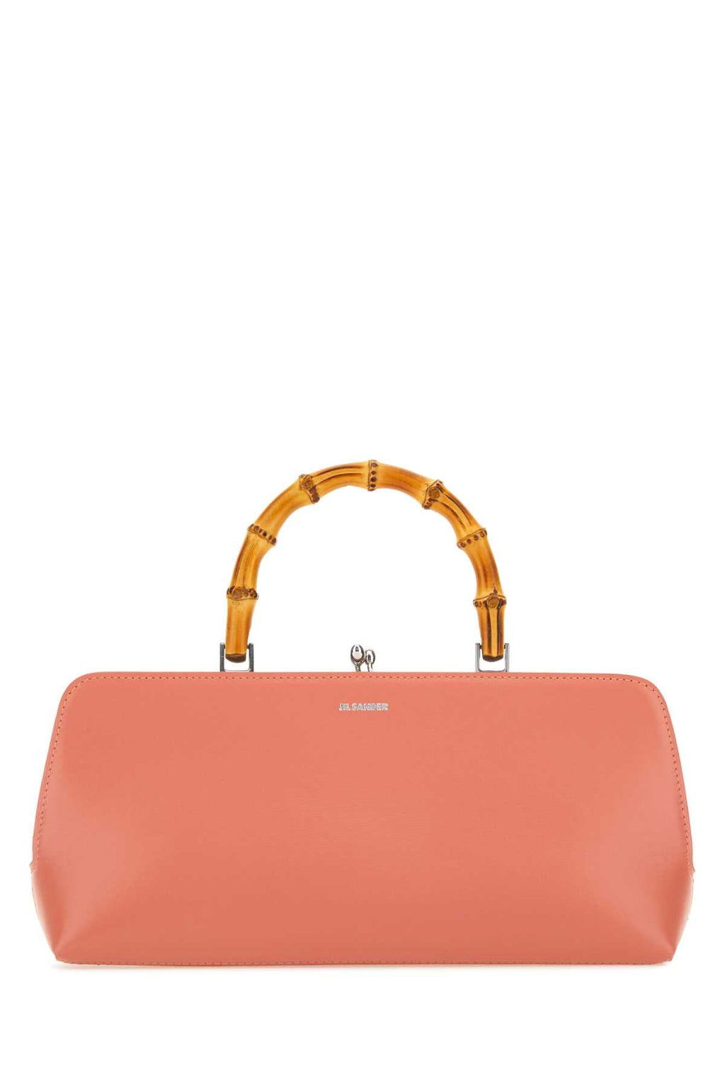 Jil Sander Women Salmon Leather Small Goji Bamboo Handbag