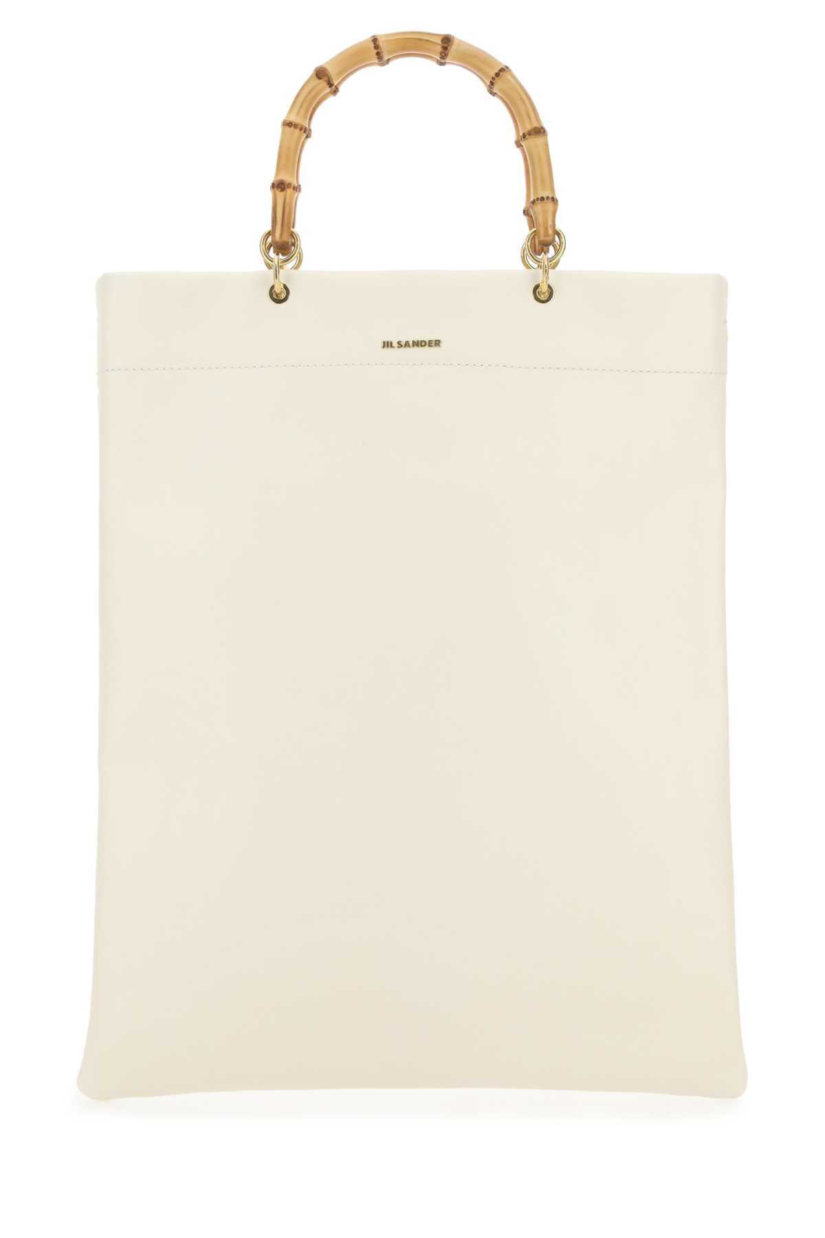 Jil Sander Women Ivory Leather Medium Shopping Bag