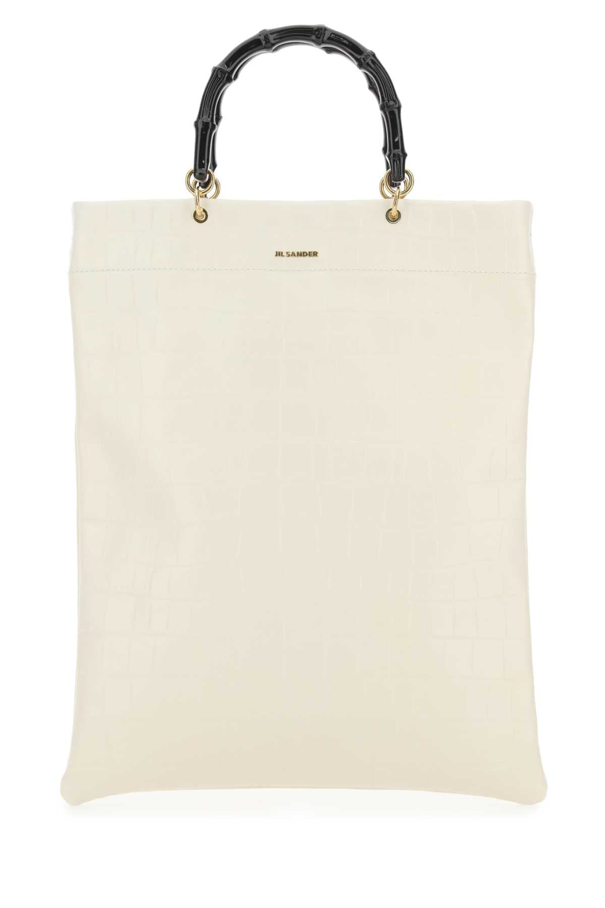 Jil Sander Women Ivory Leather Medium Shopping Bag