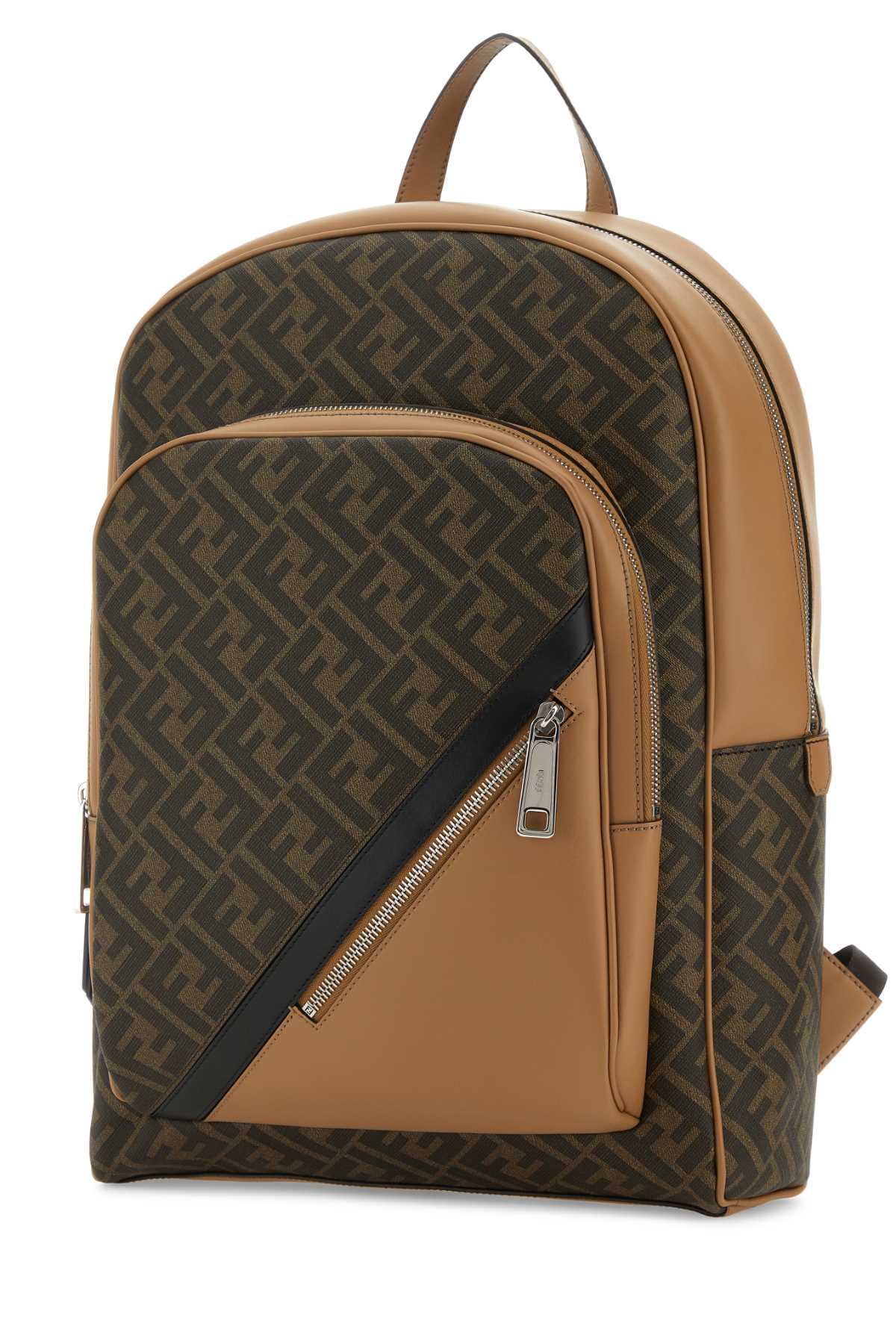 Fendi Men Multicolor Cotton Blend And Leather Backpack