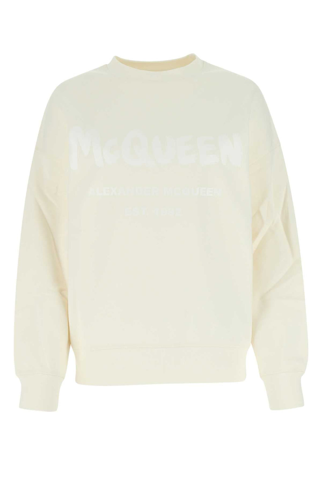 Alexander Mcqueen Women Ivory Cotton Oversize Sweatshirt
