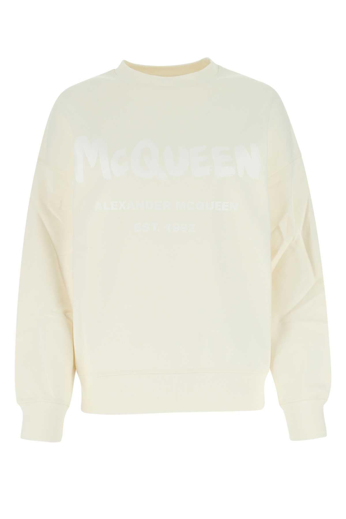 Alexander Mcqueen Women Ivory Cotton Oversize Sweatshirt