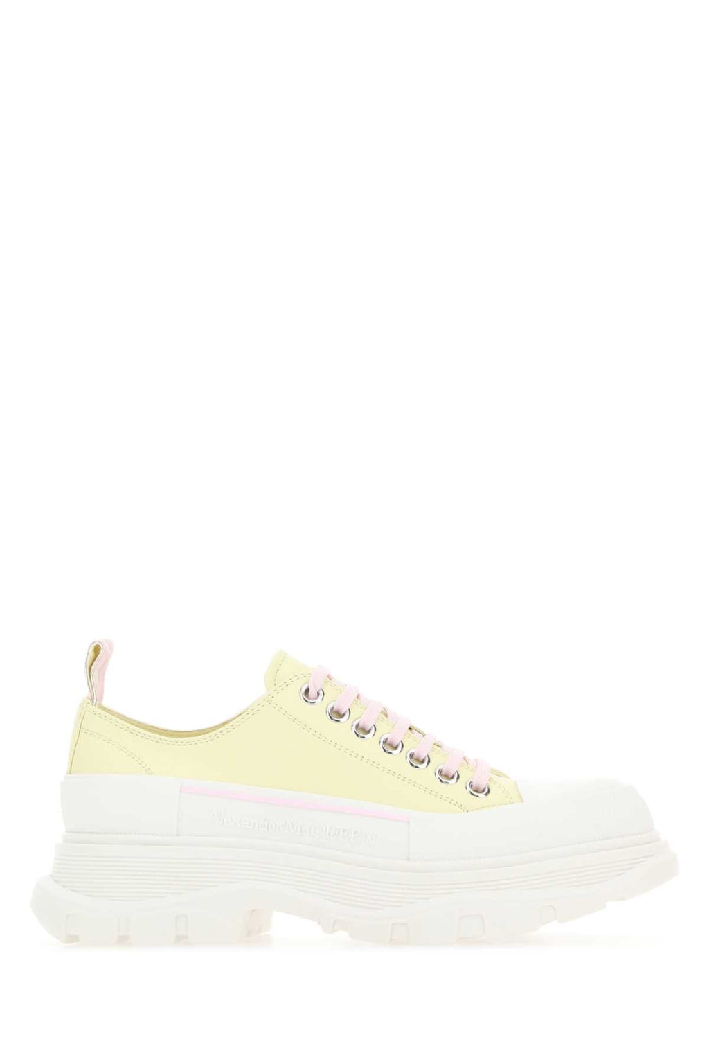 Alexander Mcqueen Women Pastel Yellow Leather Tread Slick Sneakers
