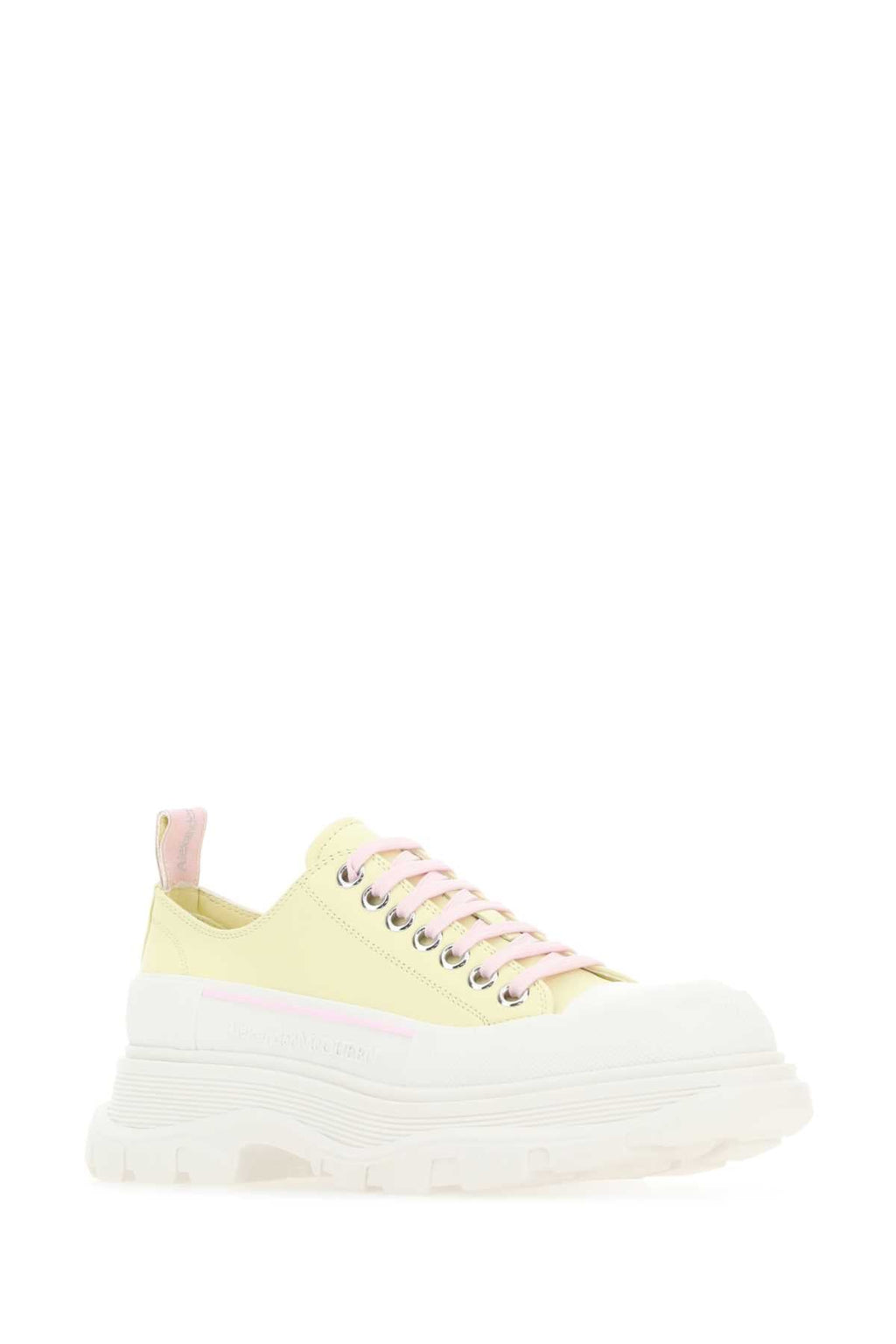 Alexander Mcqueen Women Pastel Yellow Leather Tread Slick Sneakers