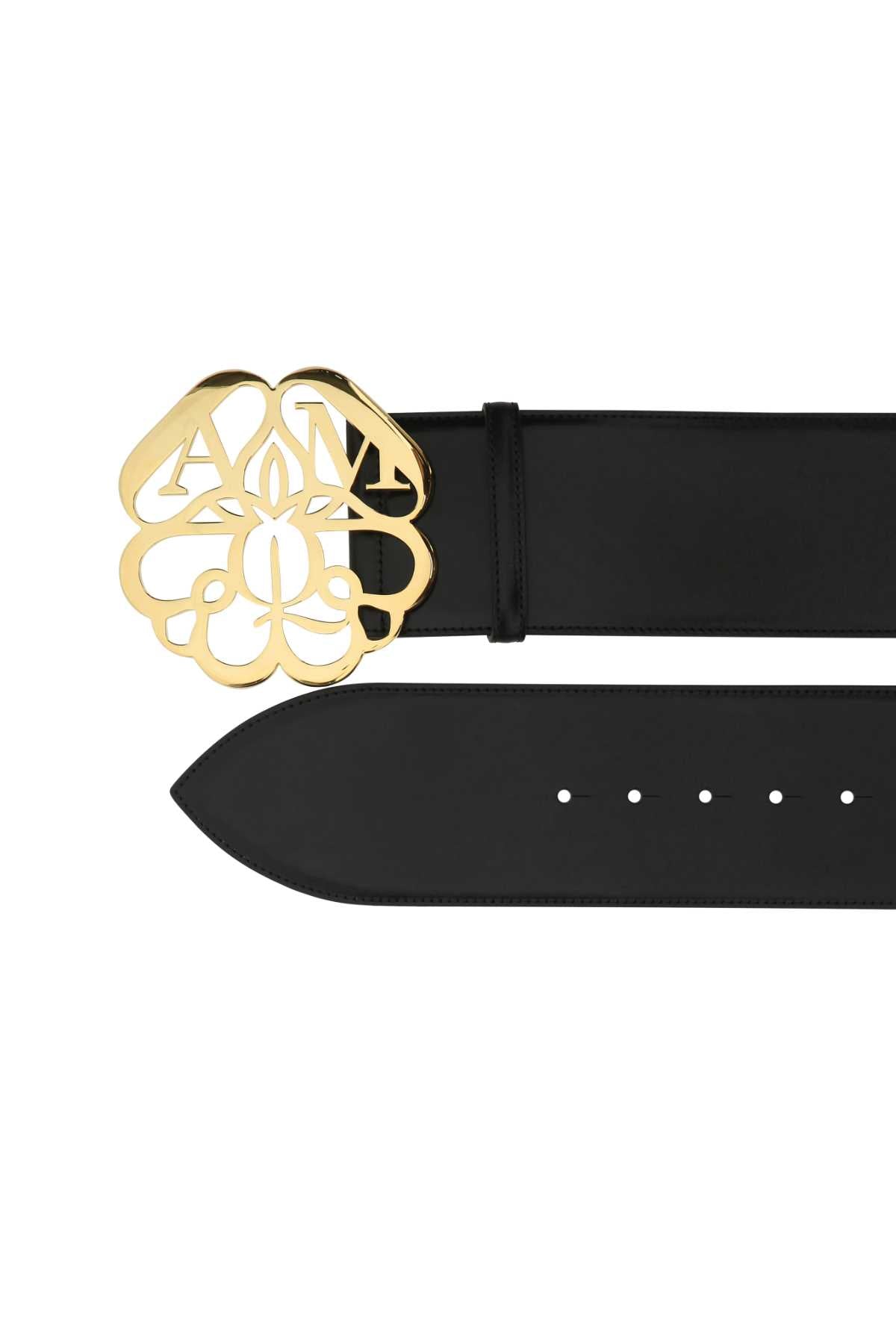 Alexander Mcqueen Women Black Leather Belt