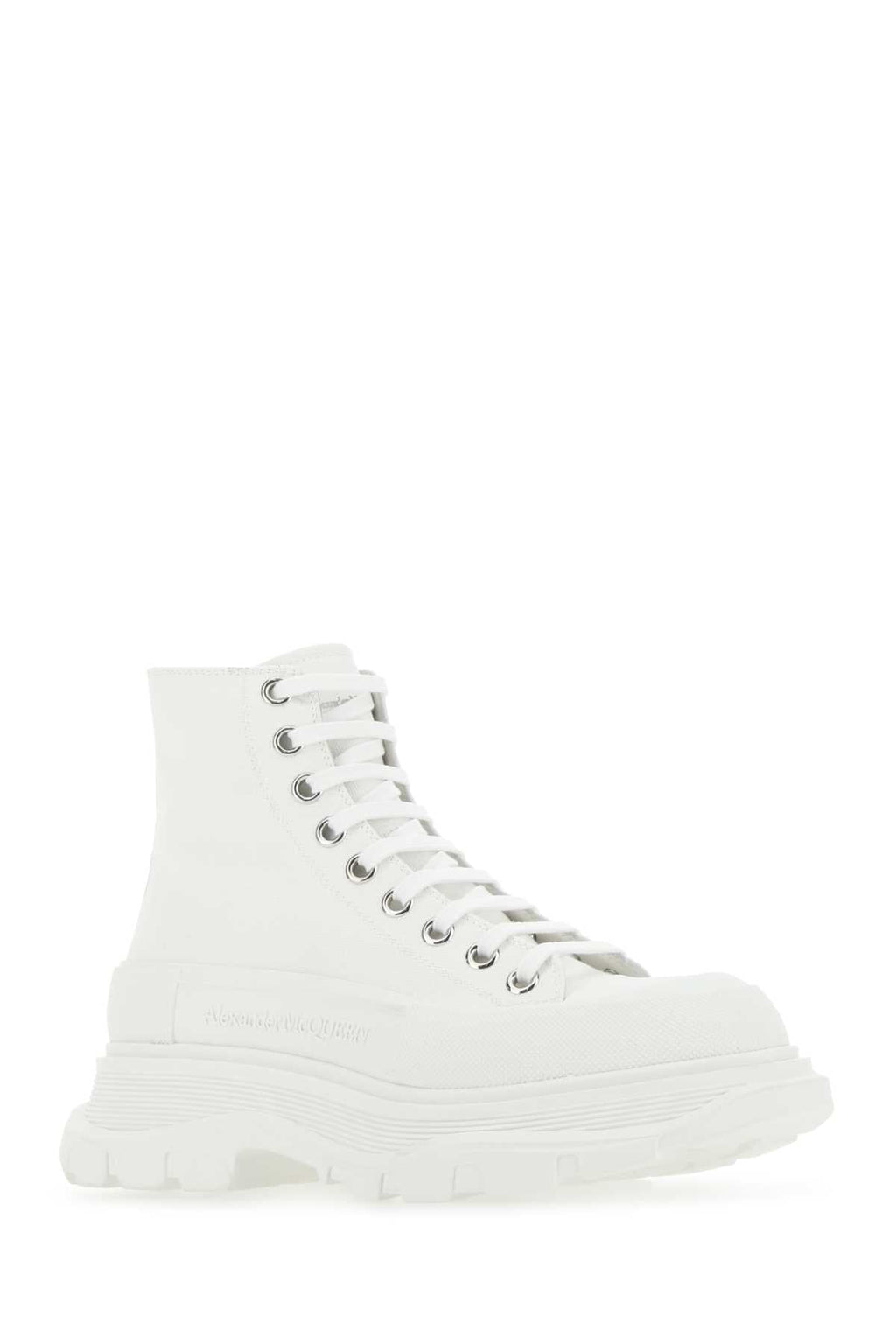 Alexander Mcqueen Women White Canvas Tread Slick Sneakers