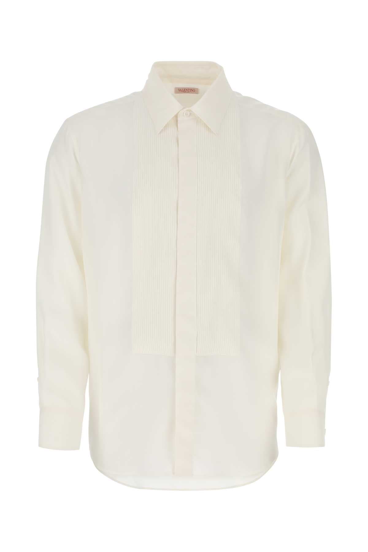 Valentino Garavani Men Ivory Silk Shirt