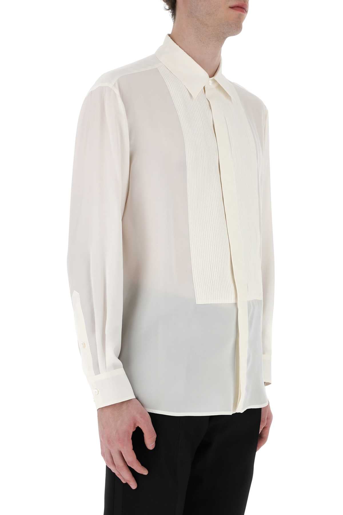Valentino Garavani Men Ivory Silk Shirt