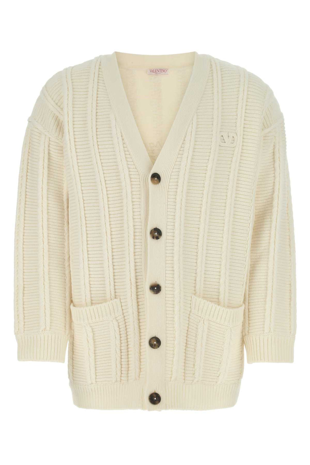 Valentino Garavani Men Ivory Wool Cardigan