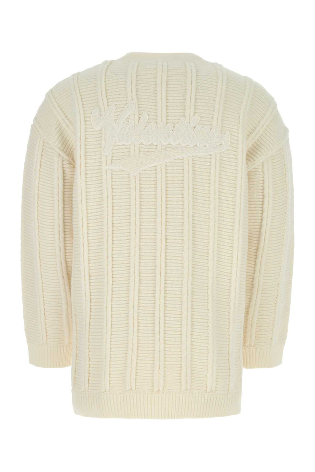 Valentino Garavani Men Ivory Wool Cardigan