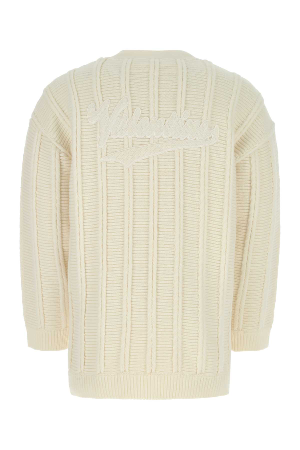 Valentino Garavani Men Ivory Wool Cardigan