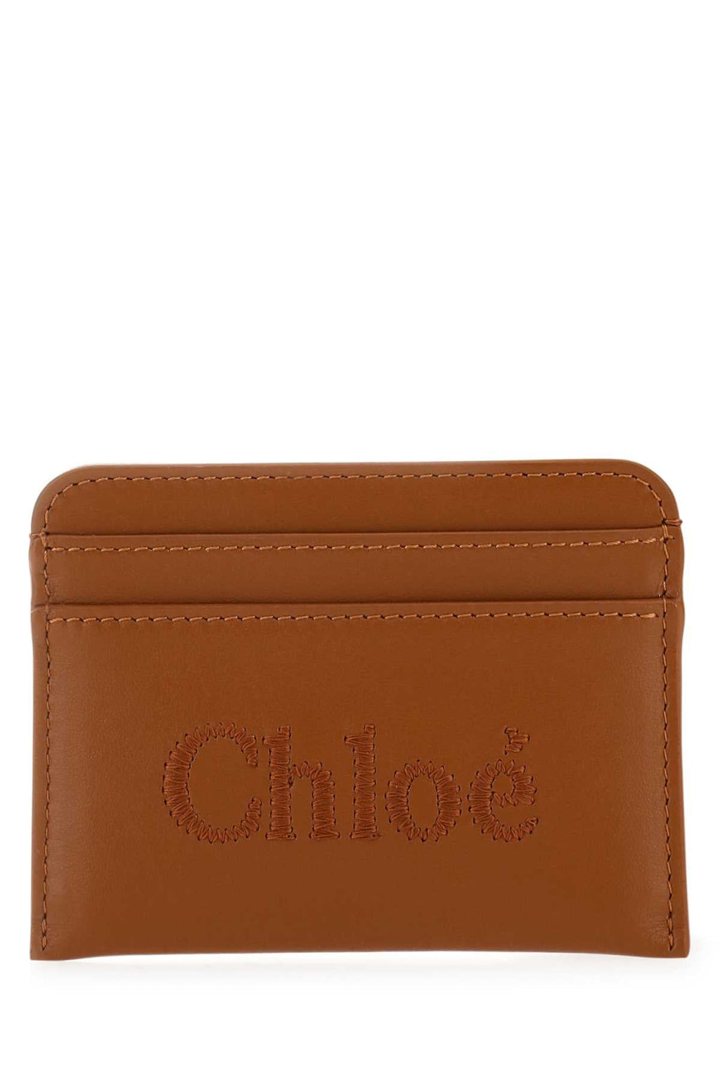 Chloe Women Caramel Leather Card Holder
