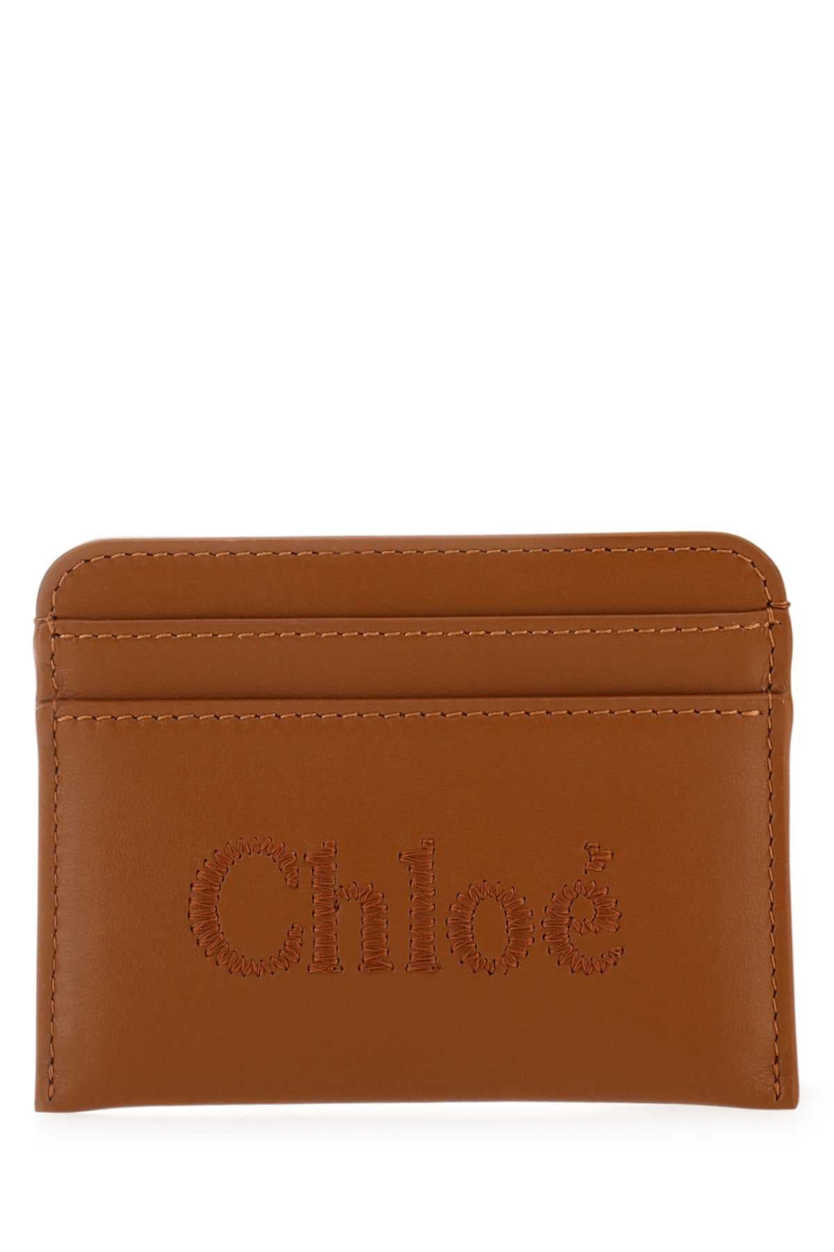 Chloe Women Caramel Leather Card Holder