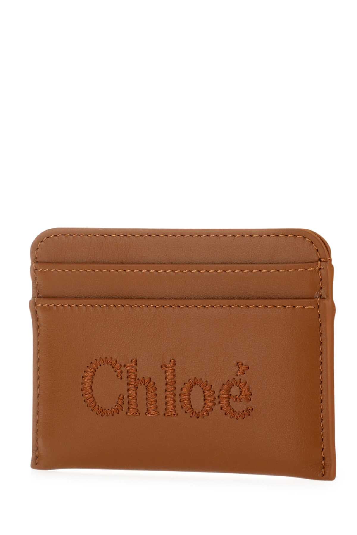 Chloe Women Caramel Leather Card Holder