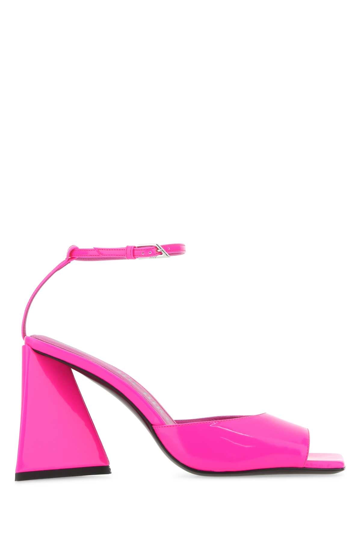 The Attico Women Fluo Pink Leather Piper Sandals