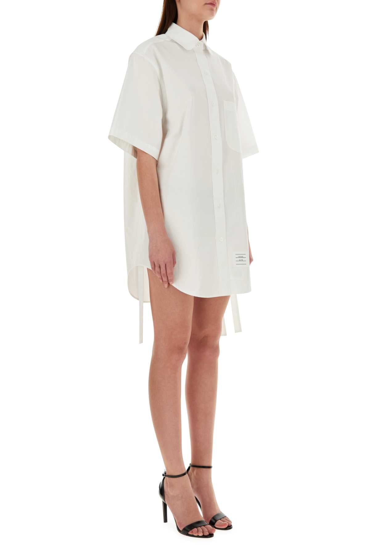 Thom Browne Women White Poplin Shirt Mini Dress
