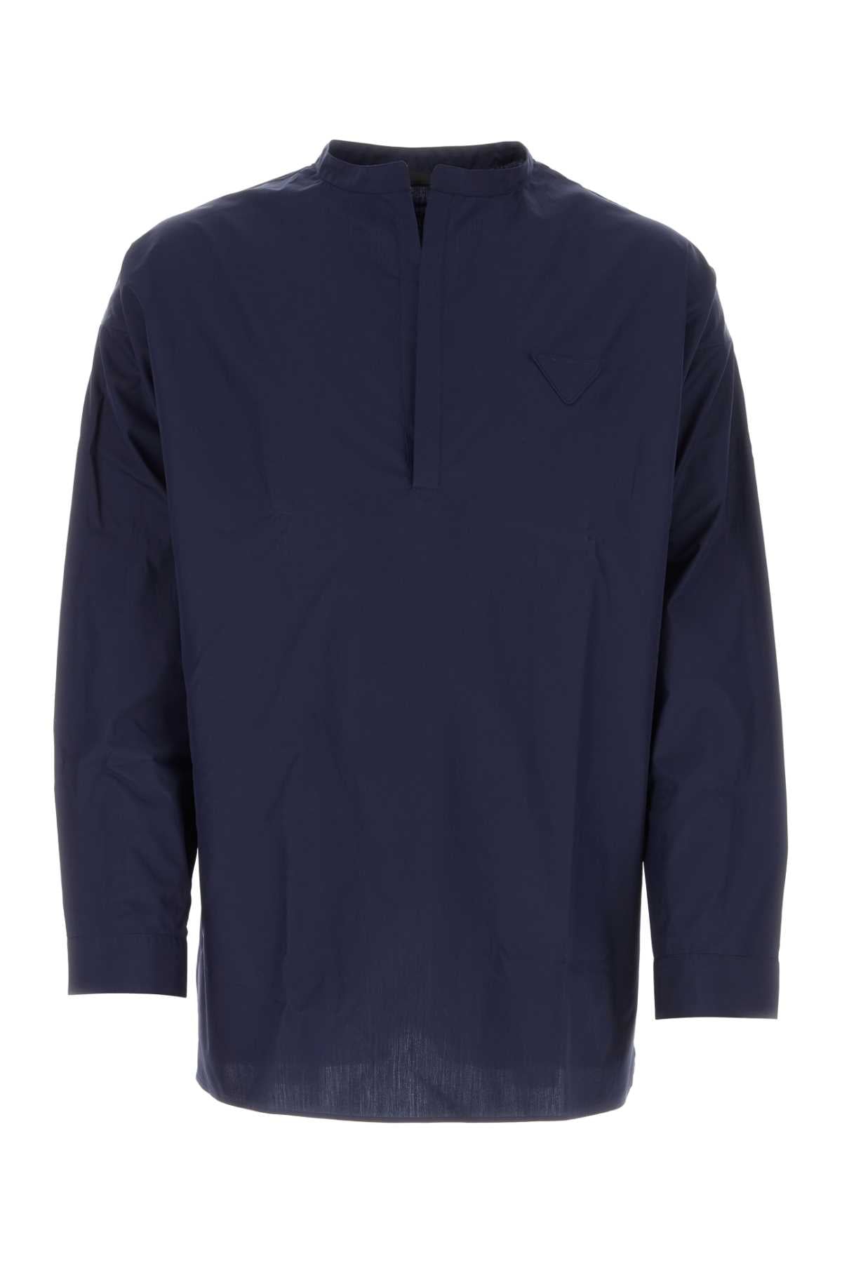 Prada Men Navy Blue Poplin Oversize Shirt