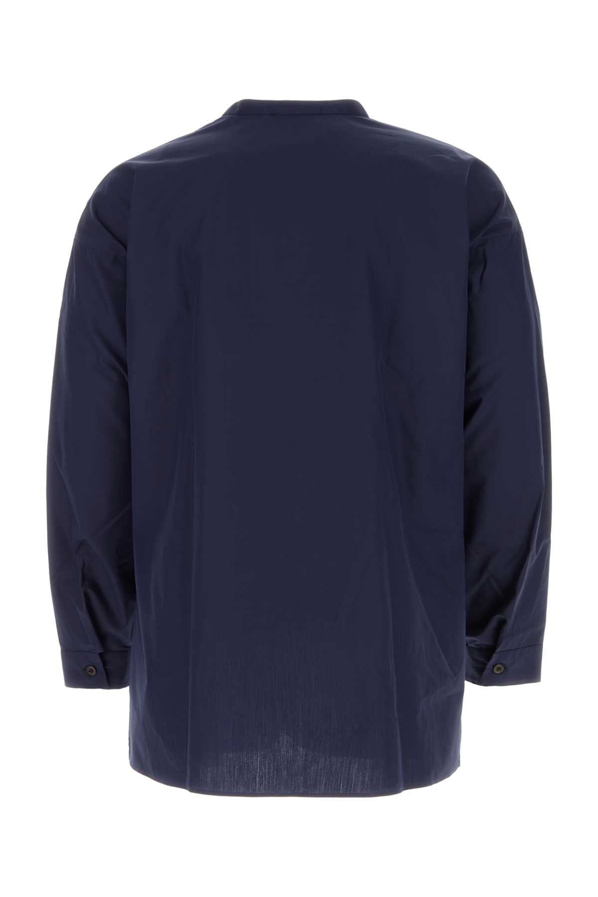 Prada Men Navy Blue Poplin Oversize Shirt