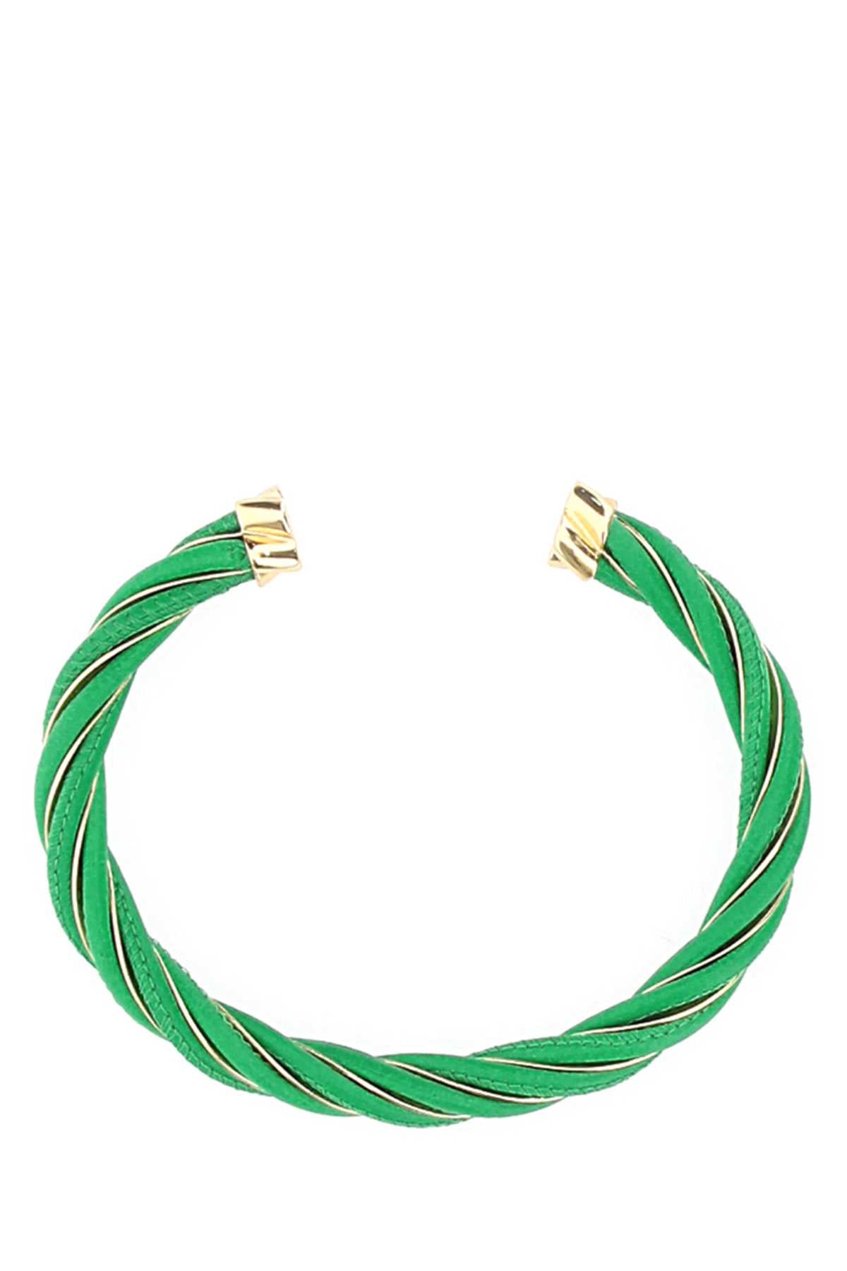 Bottega Veneta Women Grass Green Nappa Leather Twist Bracelet