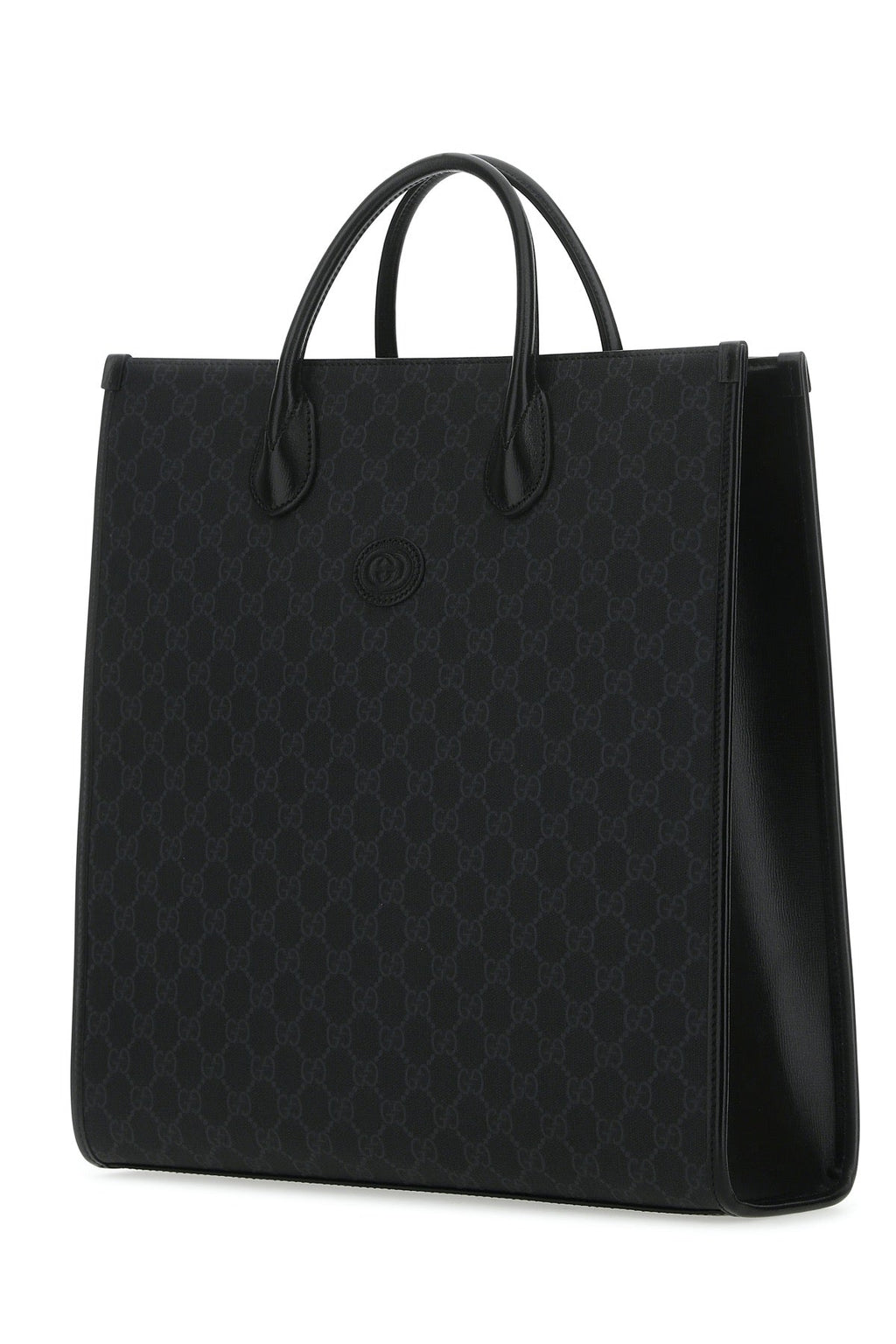 Gucci Men Gg Supreme Fabric And Leather Shopping Bag