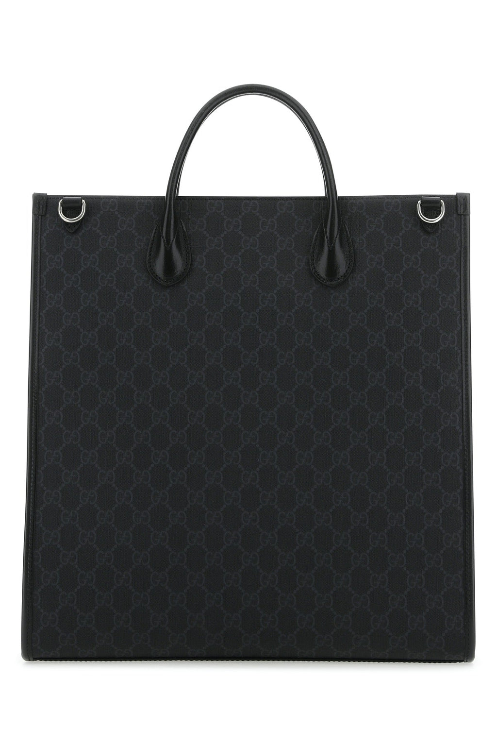 Gucci Men Gg Supreme Fabric And Leather Shopping Bag