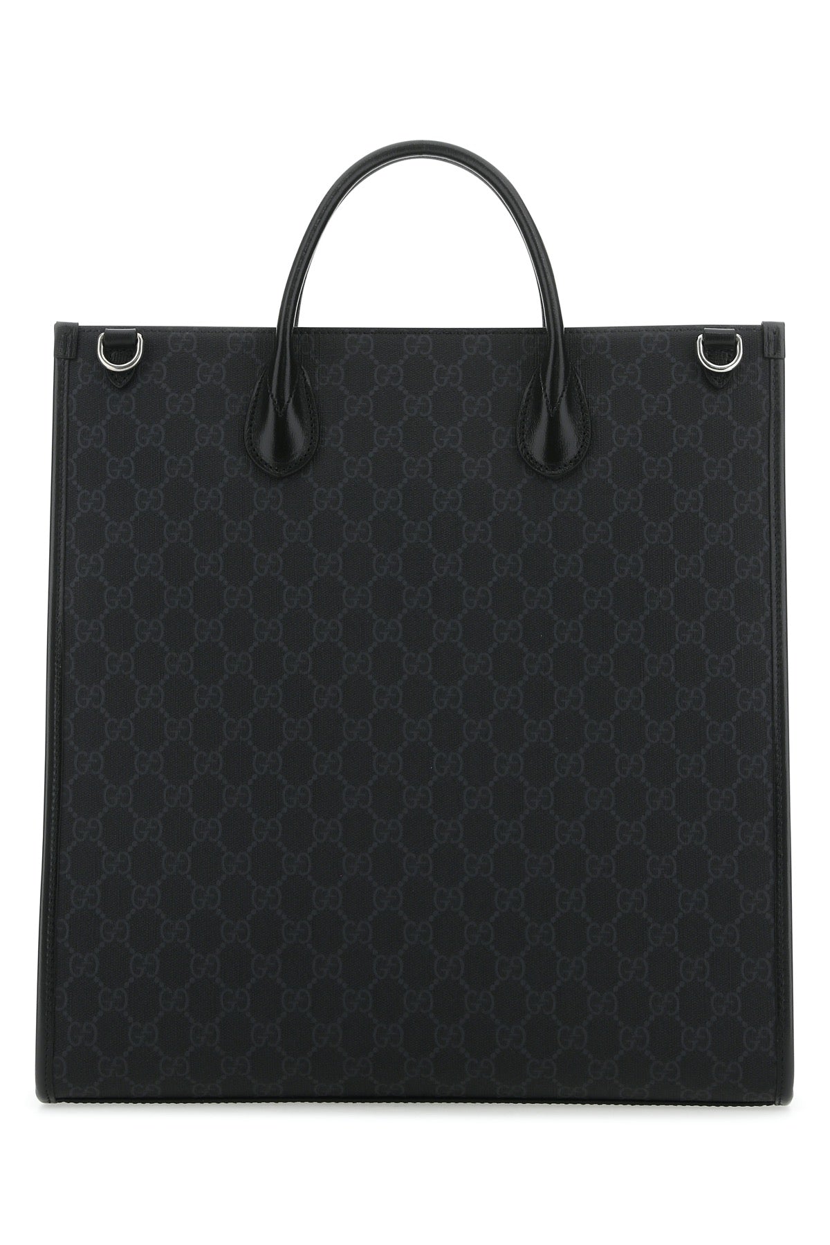 Gucci Men Gg Supreme Fabric And Leather Shopping Bag