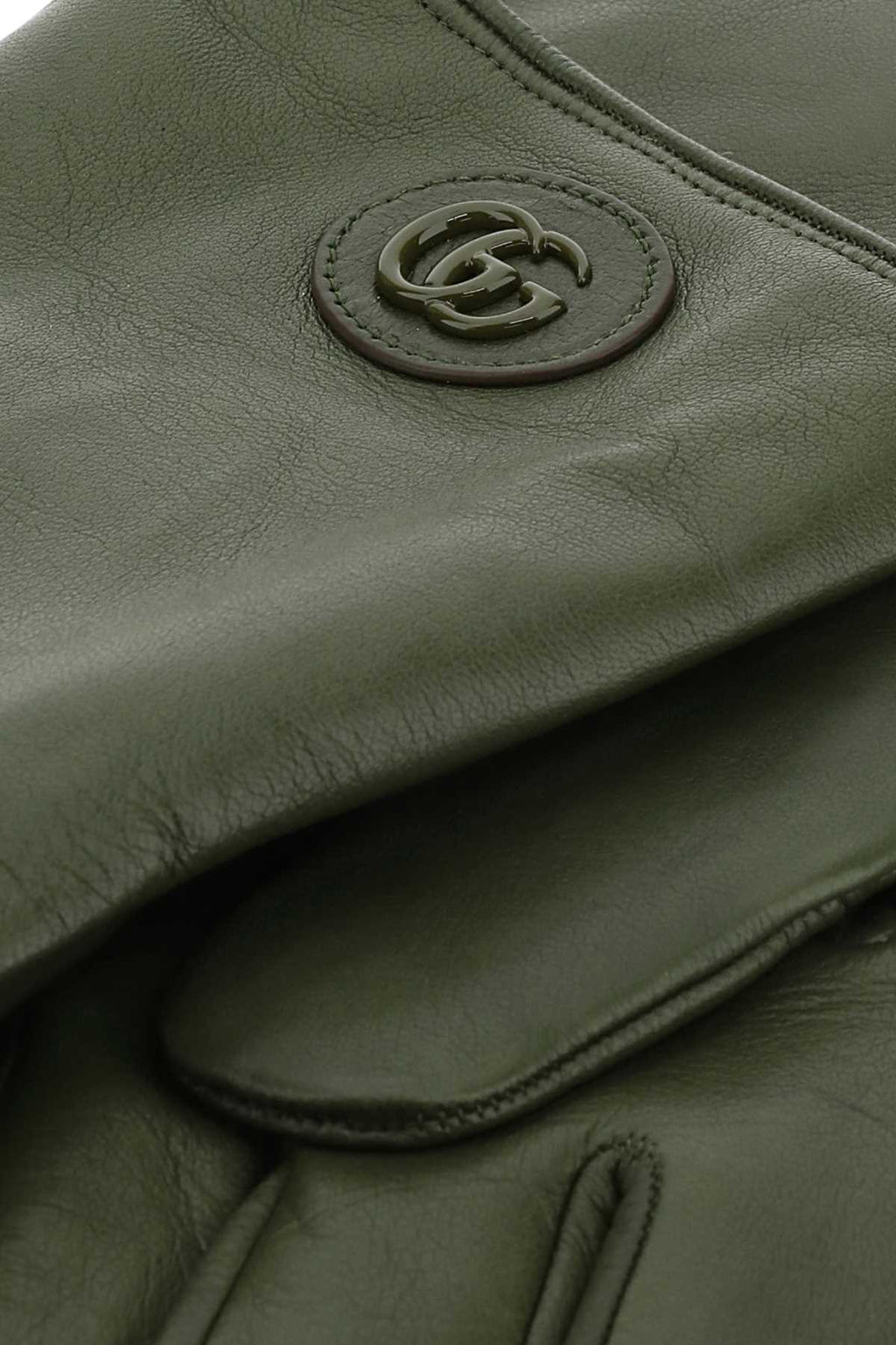 Gucci Men Military Green Nappa Leather Gloves