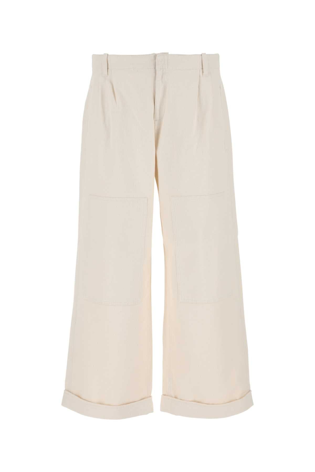 Etro Men Melange Ivory Stretch Cotton Wide-Leg Pant