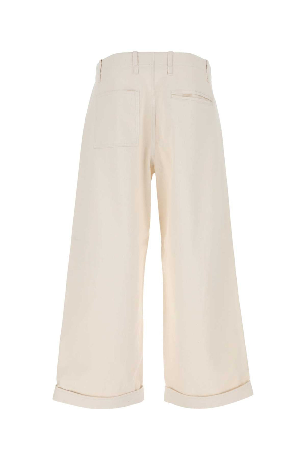 Etro Men Melange Ivory Stretch Cotton Wide-Leg Pant