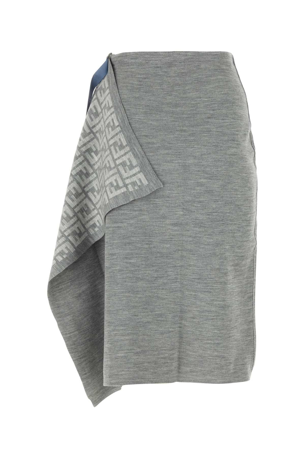 Fendi Women Melange Grey Wool Blend Skirt